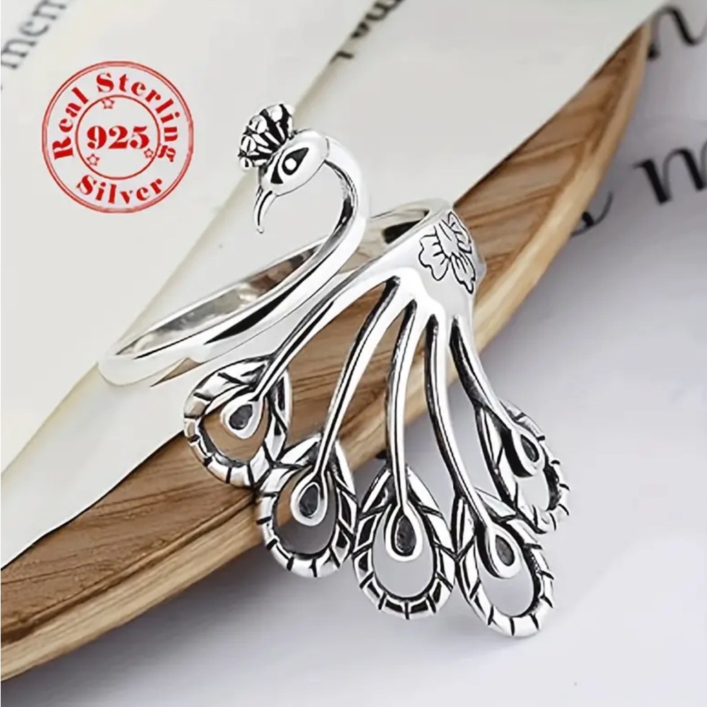 🎉 Host Pick 🎉 Sterling Silver Peacock Adjustable Ring